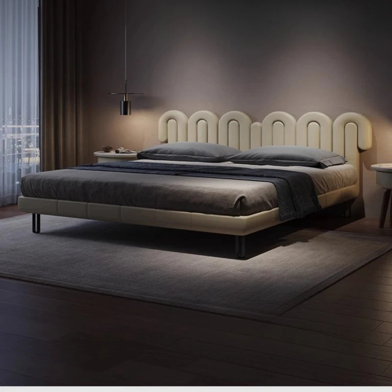 Wedding New Chinese Bed – Minimalist Soft Design, Double Frame Modern Bed