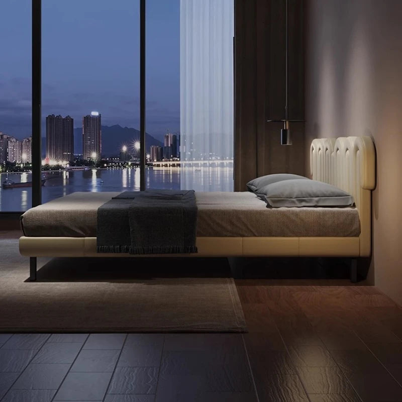 Wedding New Chinese Bed – Minimalist Soft Design, Double Frame Modern Bed