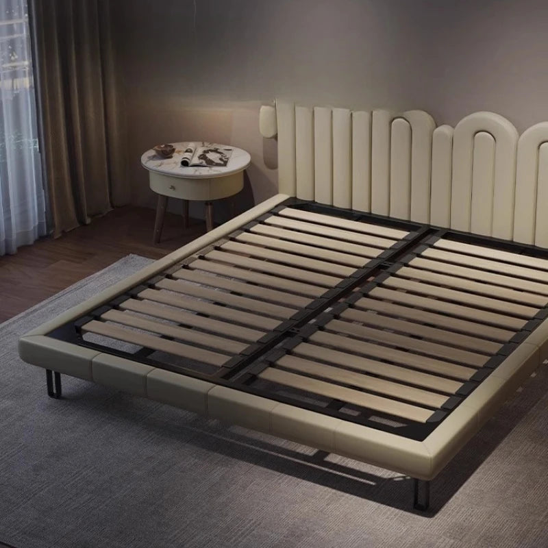 Wedding New Chinese Bed – Minimalist Soft Design, Double Frame Modern Bed
