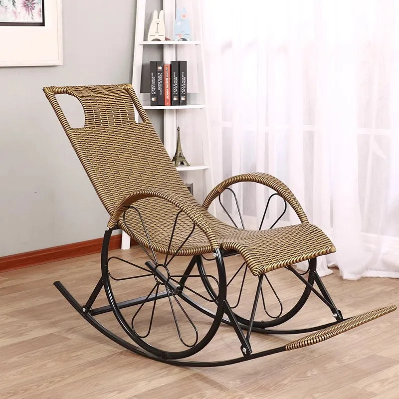 Summer Rocking Chair Recliner Rocking for Balcony Garden Leisure Relax Wicker