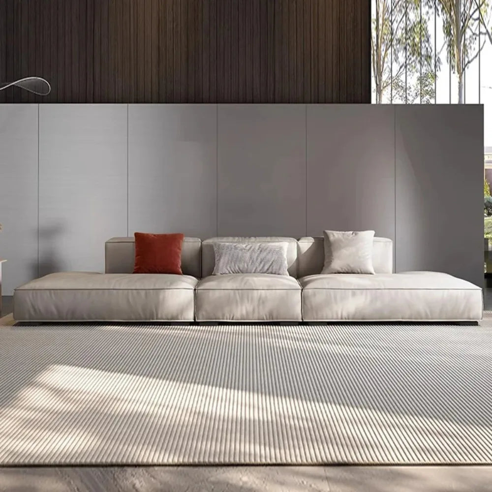Italian-Style Full Genuine Cowhide Leather Sofa – Modern Luxury Design