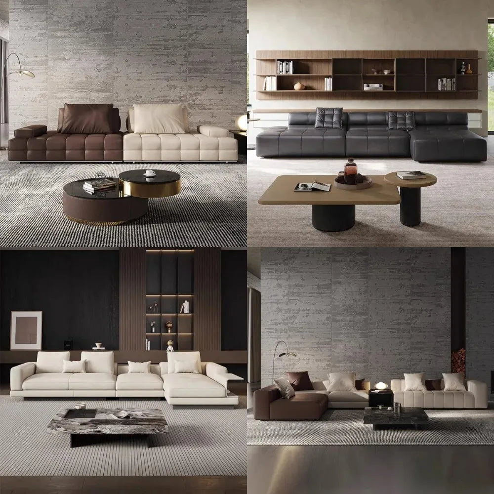 Italian-Style Full Genuine Cowhide Leather Sofa – Modern Luxury Design