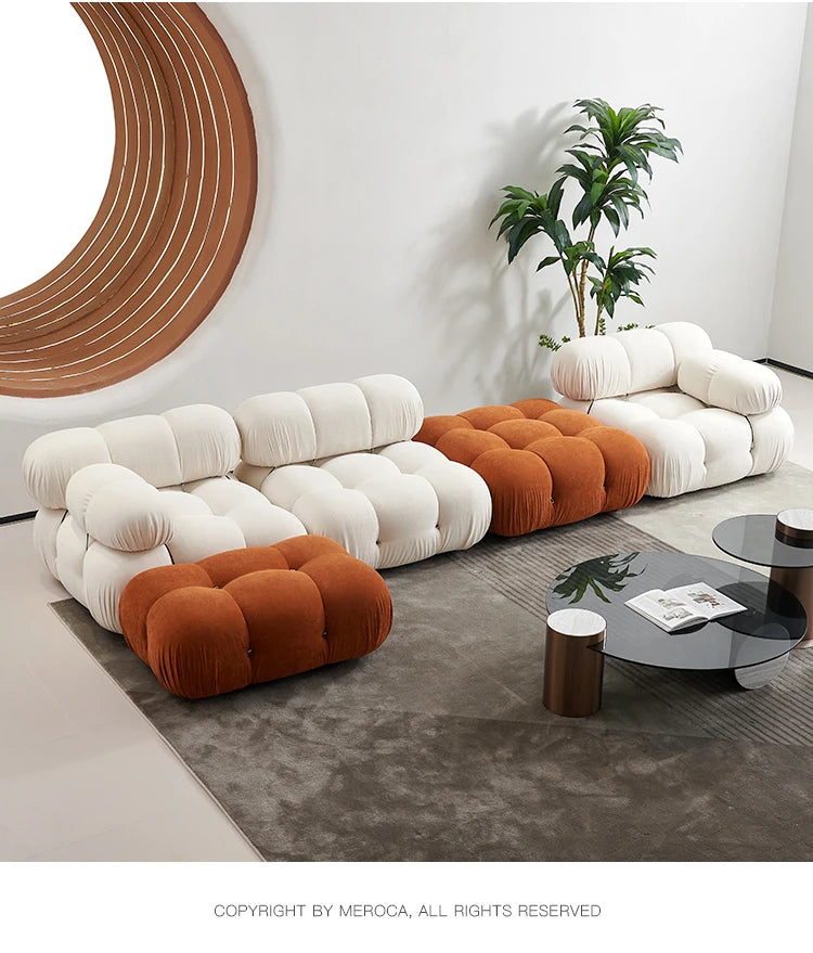 Cream Style Living Room Sofa Modern Art Relaxing Simple Leisure Aesthetics Sofas