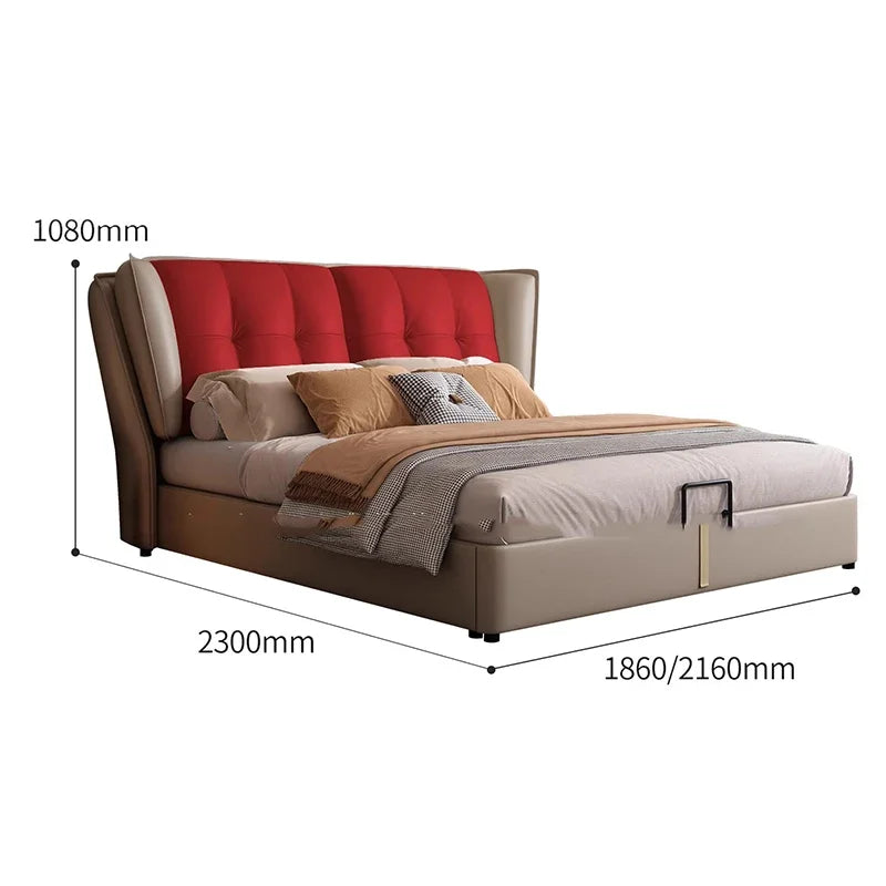 Modern Minimalist Leather Bed – Double Bedroom Storage Design, Unique Luxury Style