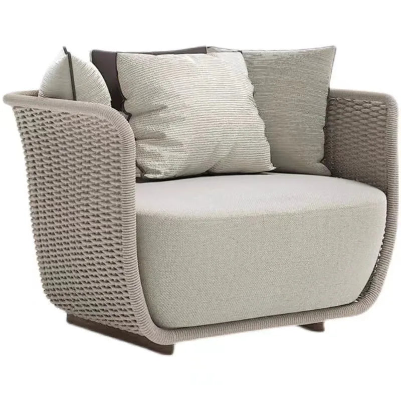 Outdoor Rattan Sofa – Three-Piece Waterproof Set for Villa Courtyard Garden