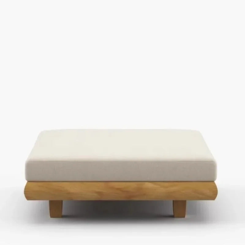 Outdoor Nordic Garden Furniture – Solid Wood Rattan Sofa & Coffee Table Combo