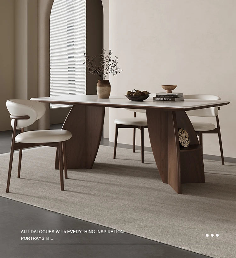 Modern Italian Rectangular Solid Wood Slate 130cm 140cm 150cm 160cm 180cm Dining Table