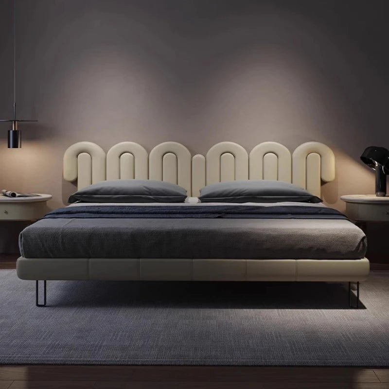Wedding New Chinese Bed – Minimalist Soft Design, Double Frame Modern Bed