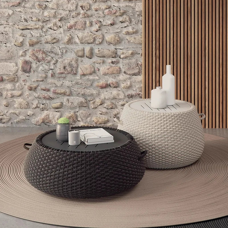 Outdoor Rattan Sofa – Three-Piece Waterproof Set for Villa Courtyard Garden